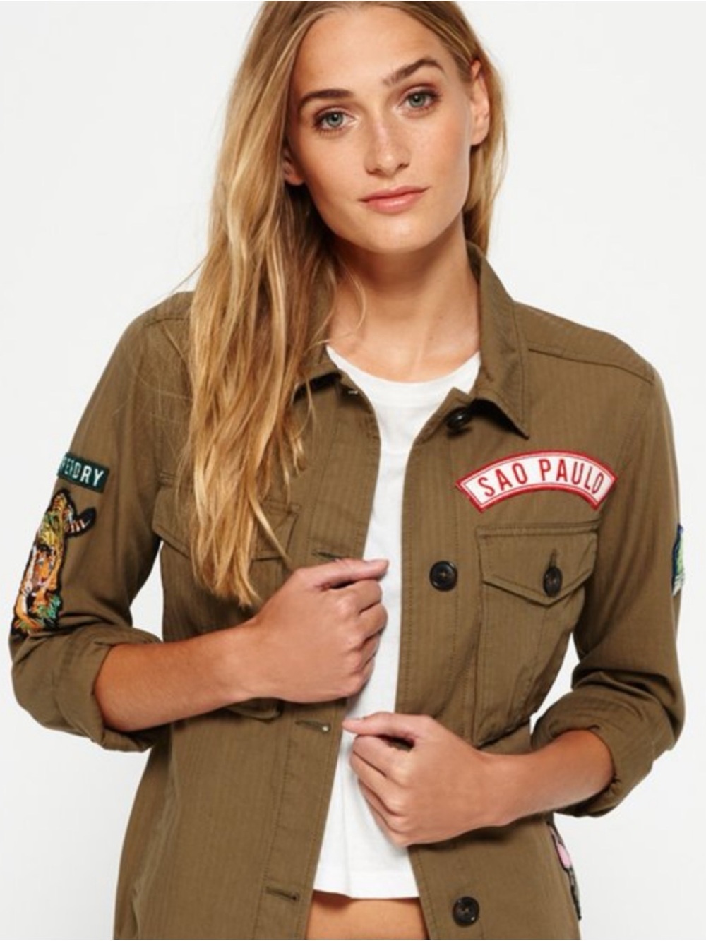Superdry Rookie Patch Jacket Women's Size XS Military Streetwear Utility Safari